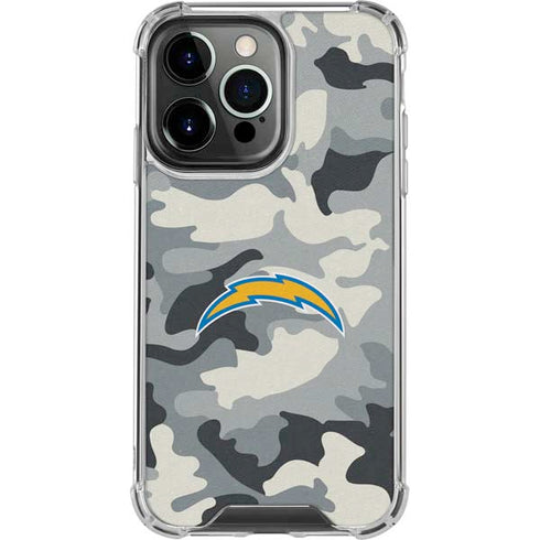 NFL Los Angeles Chargers Camo iPhone 16 Pro Clear Case